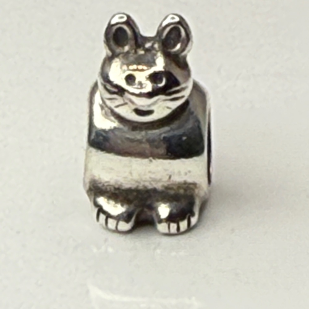 Authentic Pandora Cat Charm Retired Sterling Silver Threaded Core